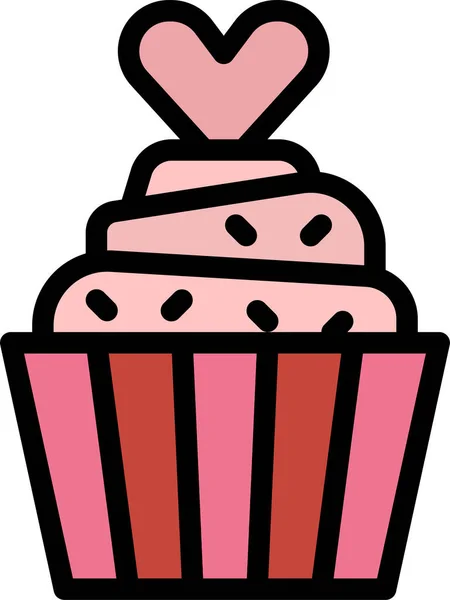 Bithday Cupcake Postre Icono Estilo Contorno Lleno — Archivo Imágenes Vectoriales