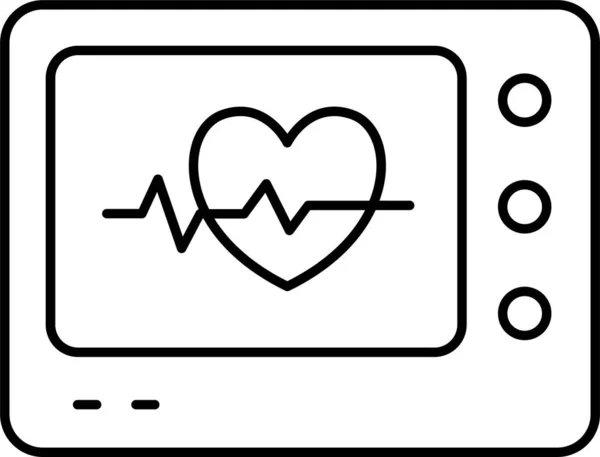 Ecg Monitora Icona Del Battito Cardiaco Stile Contorno — Vettoriale Stock