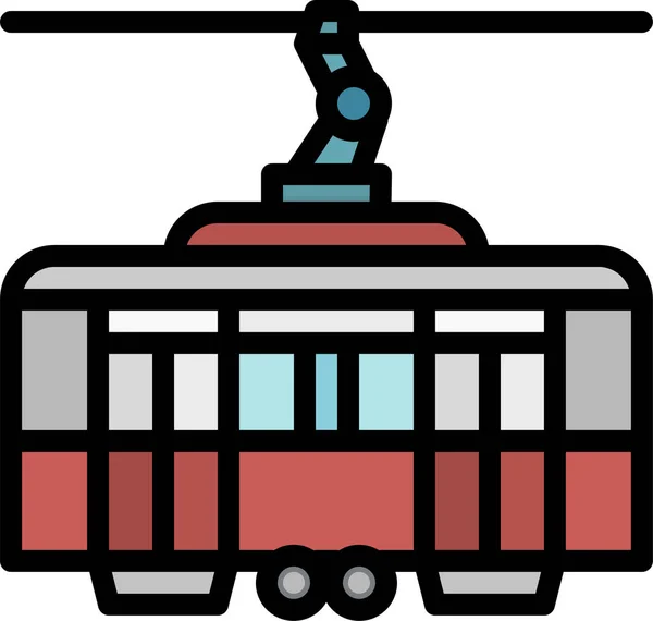 Icono Del Tren Tranvía Ferroviario Estilo Contorno Lleno — Archivo Imágenes Vectoriales