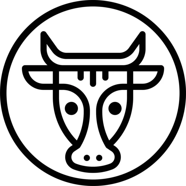 Ikona Zwierzęcia Avatar Wołowiny Zarysie Stylu — Wektor stockowy