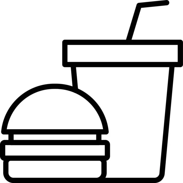 Hambúrguer Refrigerante Ícone Rápido Estilo Esboço — Vetor de Stock
