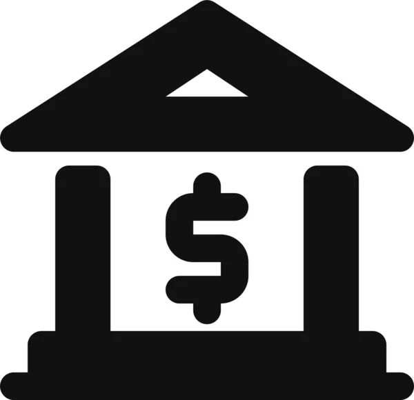 Banco Ícone Edifício Bancário Estilo Sólido — Vetor de Stock