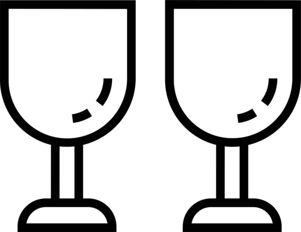 Ícone Comida Vidro Vinho Estilo Esboço — Vetor de Stock