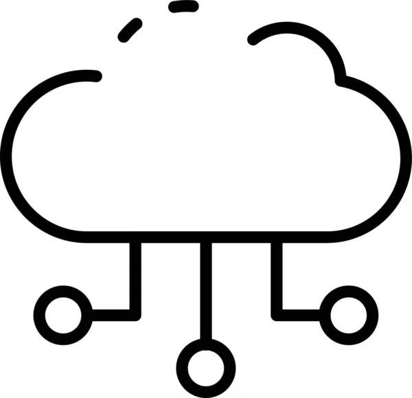 Cloud Server Data Icoon Grote Lijnen — Stockvector