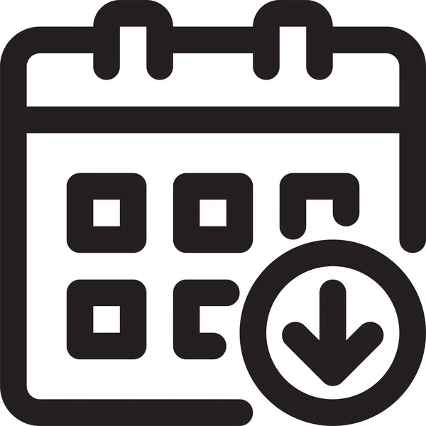 Calendario Data Download Icona Stile Outline — Vettoriale Stock