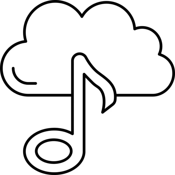 Muziek Wolk Melodie Pictogram Omtrek Stijl — Stockvector