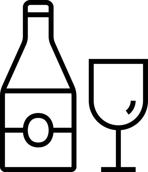 Алкогольний Напій Скляний Значок Контурному Стилі — стоковий вектор