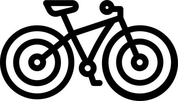 Vélo Colline Montagne Icône Dans Style Contour — Image vectorielle