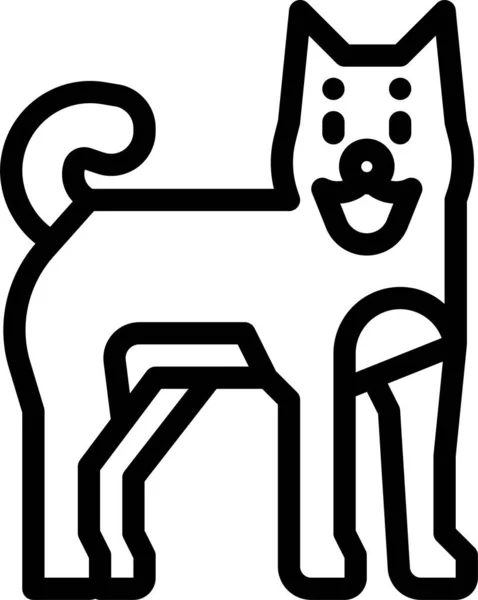 Avatar Chien Icône Japonaise Dans Style Contour — Image vectorielle