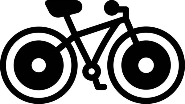 Fiets Heuvel Berg Pictogram Massieve Stijl — Stockvector