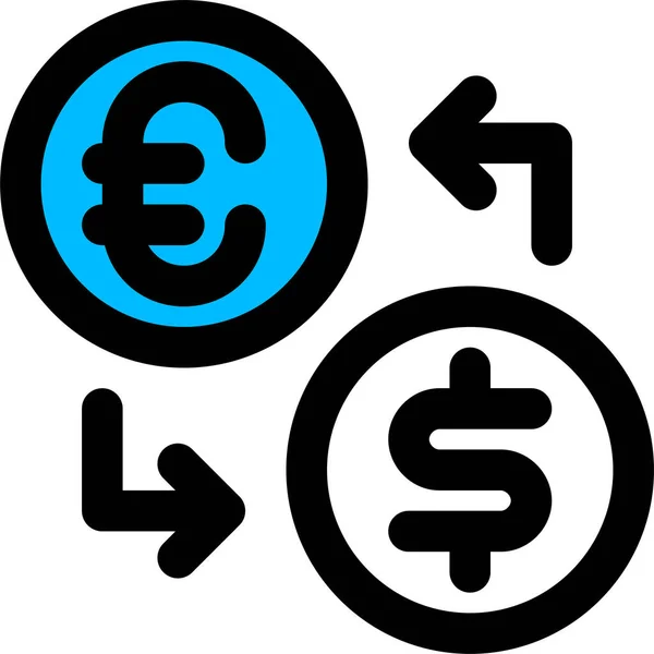 Dollar Icône Change Euro Dans Style Contour Rempli — Image vectorielle