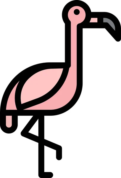 Ikona Plameňáka Zvířecího Ptáka Vyplněném Obrysu — Stockový vektor