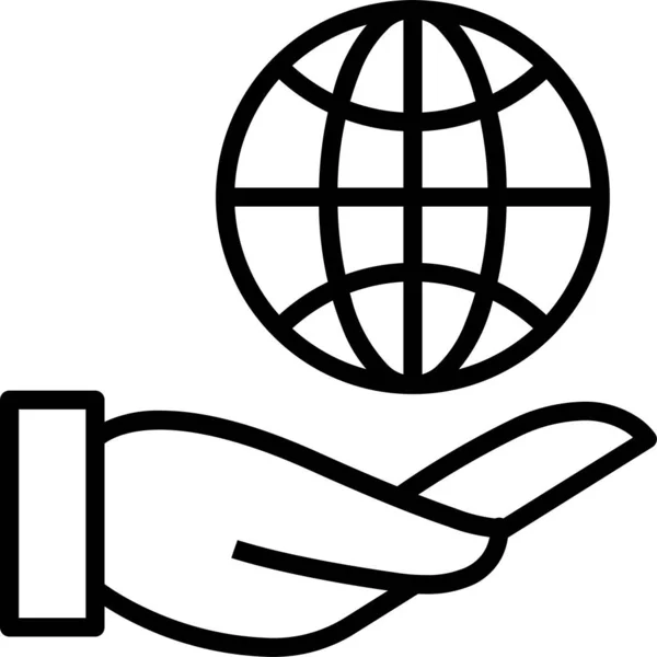 Icono Conexión Mundial Global Estilo Esquema — Vector de stock