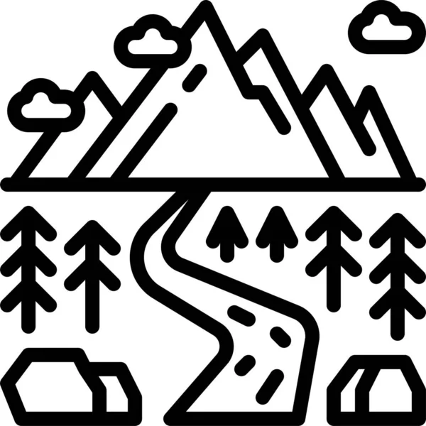 Paysage Montagne Rivière Icône — Image vectorielle