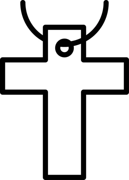 Kreuz Halsketten Christliche Ikone Umrissstil — Stockvektor