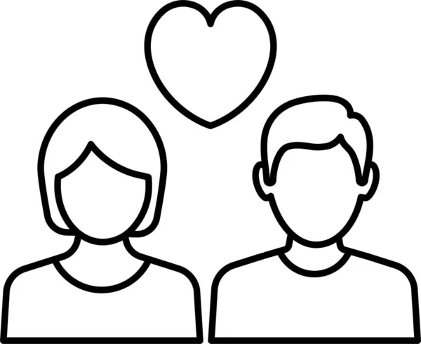 Couple Love Heart Icon — Stock Vector