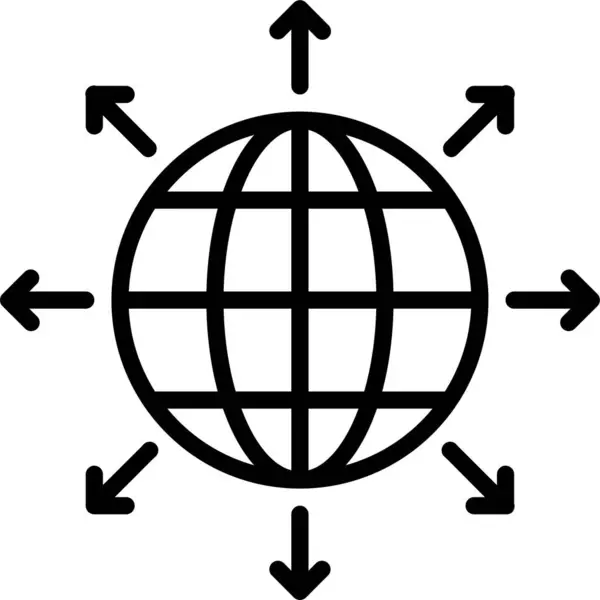 Globo Mondiale Icona Stile Contorno — Vettoriale Stock