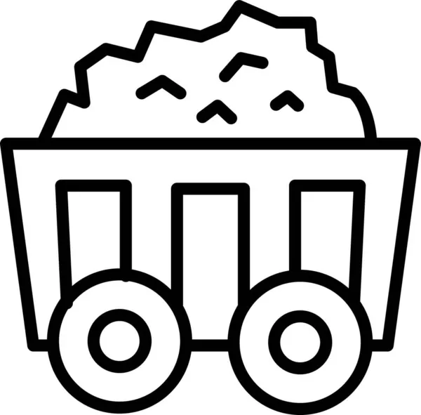 Wagon Coal Trolley Icon Outline Style — Stock Vector