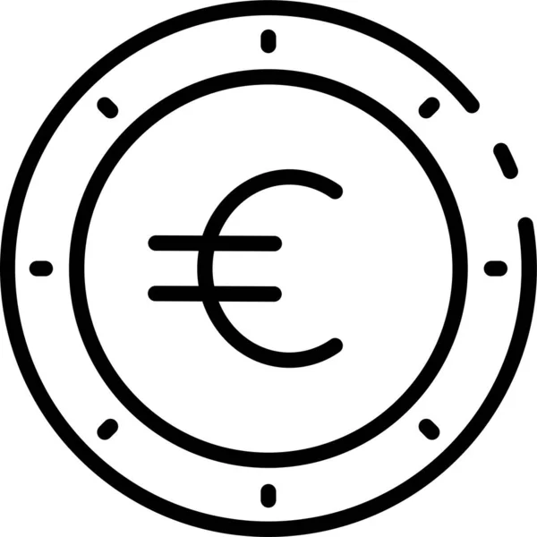 Währung Euro Münze Symbol Umriss Stil — Stockvektor