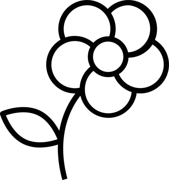 花びらの自然アイコンのアウトラインスタイル — ストックベクタ