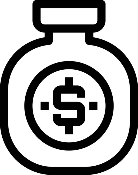 Taška Peníze Ukládání Ikony Stylu Osnovy — Stockový vektor