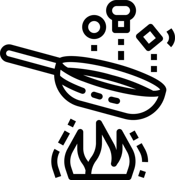 烹饪油炸轮廓图标轮廓风格 — 图库矢量图片
