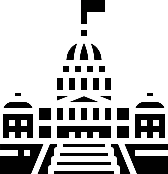 America Capitol Monument Icon Solid Style — Stock Vector