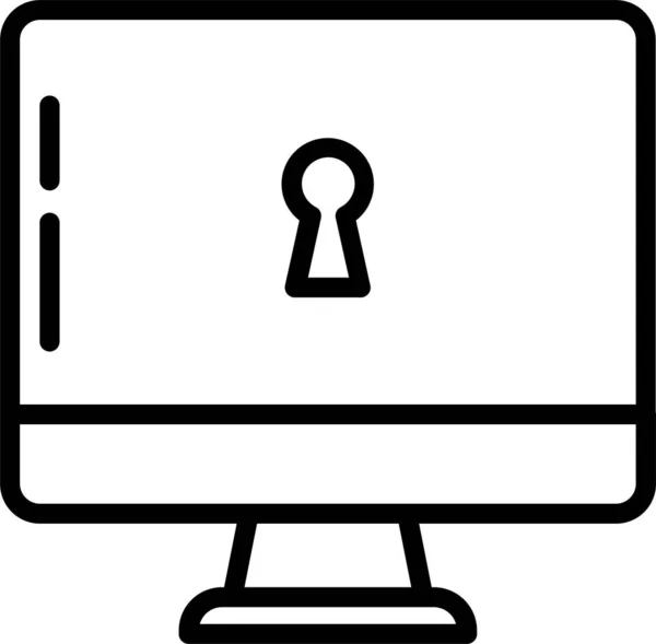 Ícone Segurança Eletrônica Monitor Estilo Esboço — Vetor de Stock