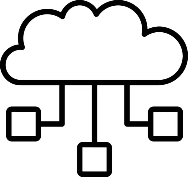 Εικονίδιο Διακομιστή Σύννεφο Αποθήκευσης Στυλ Περίγραμμα — Διανυσματικό Αρχείο