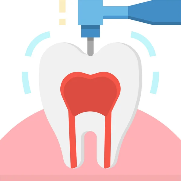 Cuidados Dentista Ícone Perfuração Estilo Plano — Vetor de Stock