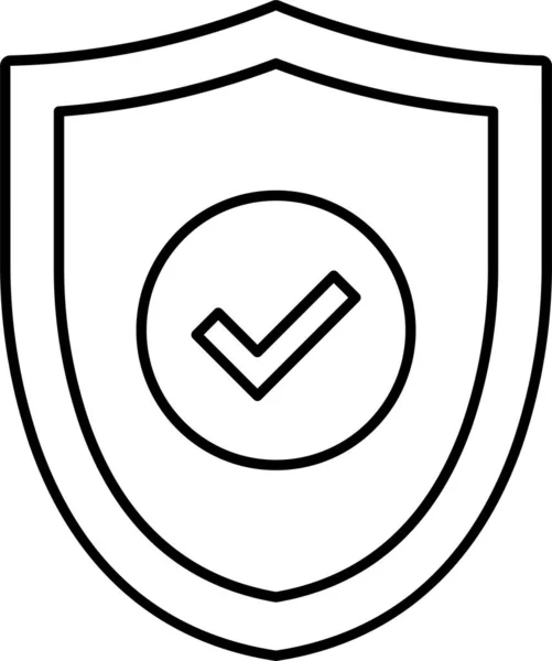 Shield Tick Protection Icon Outline Style — Stock Vector