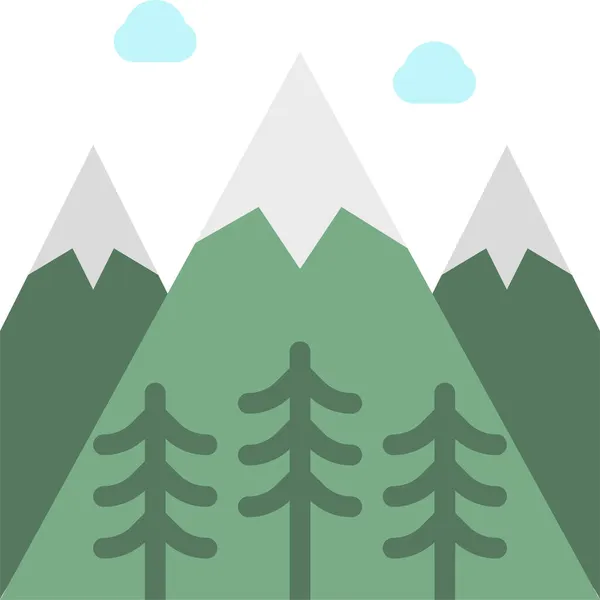 Flor Colinas Paisaje Icono Naturaleza Aire Libre Aventura Categoría — Vector de stock