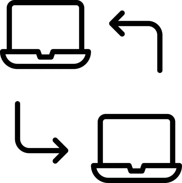 Laptop Data Transfer Pictogram — Stockvector