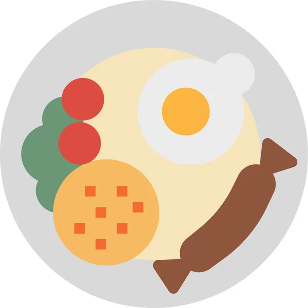 Petit Déjeuner Nourriture Frit Icône Dans Style Plat — Image vectorielle