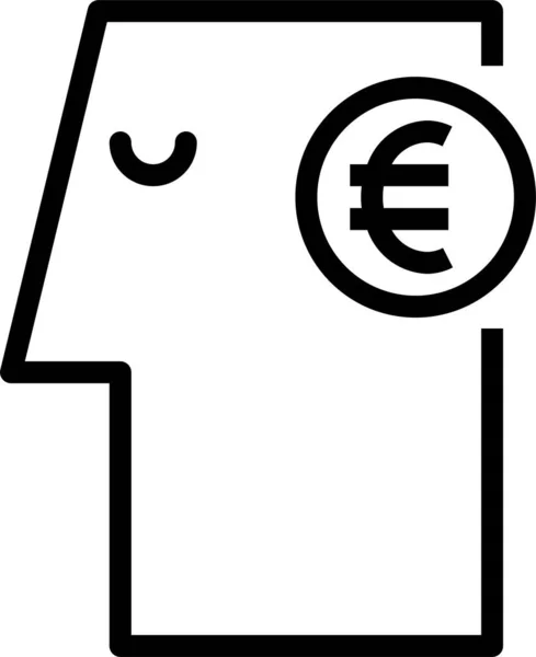 Brain Business Euro Ikone Umriss Stil — Stockvektor