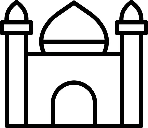 Islám Muslim Budova Ikona Stylu Osnovy — Stockový vektor