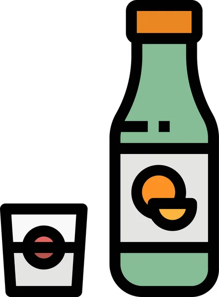Алкогольный Напиток Корея Икона Стиле Заполненного Контура — стоковый вектор