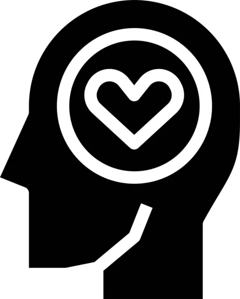 Ikona Miłości Głowa Mózgu Solidnym Stylu — Wektor stockowy