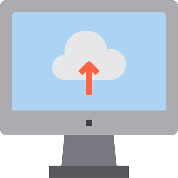 Ikona Komputera Chmurze Stylu Flat — Wektor stockowy