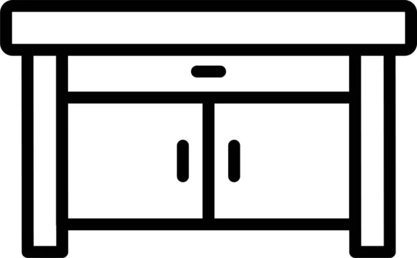 Ikon Tabel Laci Kabinet Dalam Gaya Outline - Stok Vektor