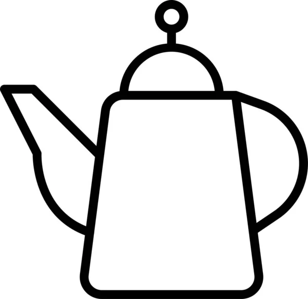 Чайник Чайник Значок Горщика Контурному Стилі — стоковий вектор