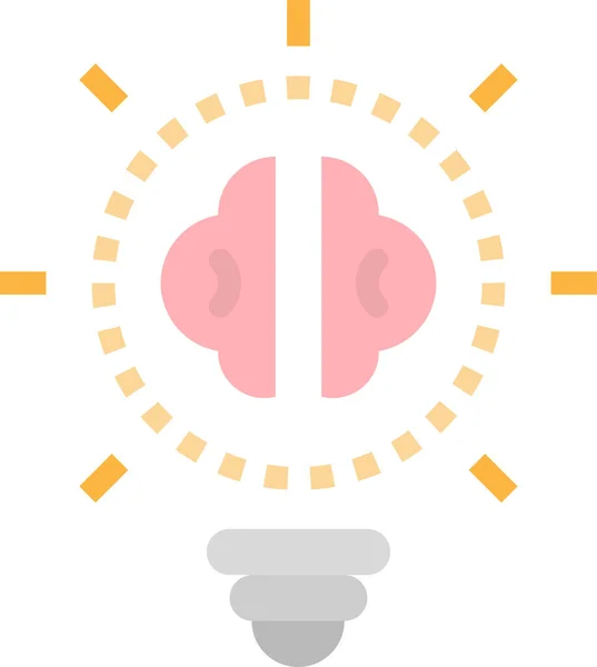 Ampoule Cerveau Icône Créative Dans Style Plat — Image vectorielle