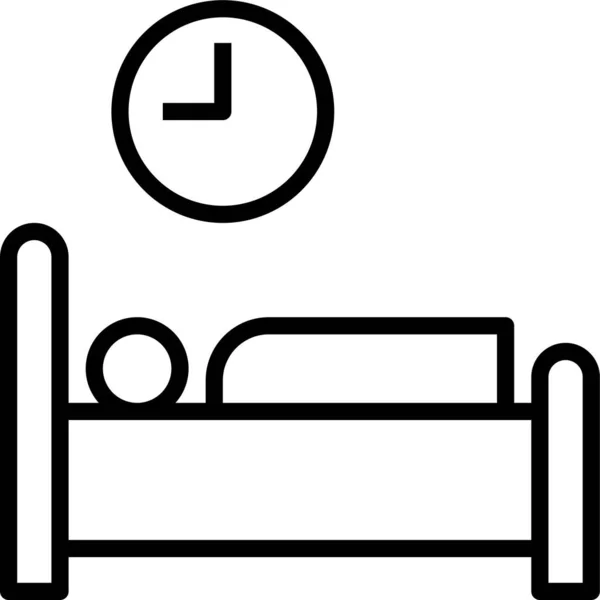 アウトラインスタイルのスケジュールベッドの睡眠アイコン — ストックベクタ