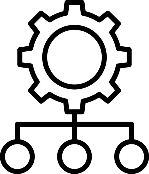 Icona Della Connessione Rete Gerarchica Stile Contorno — Vettoriale Stock