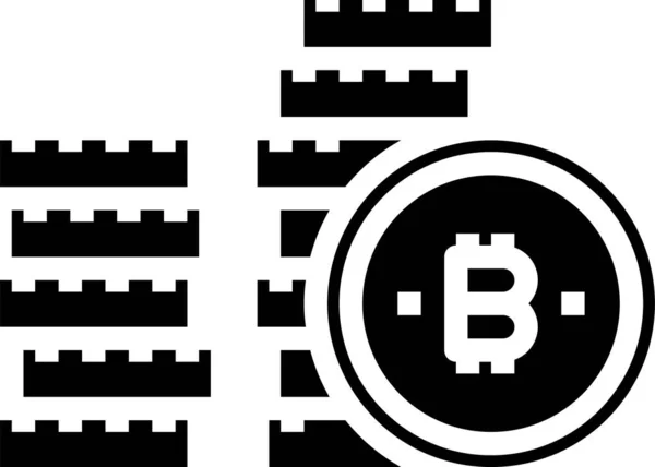 Icona Criptovaluta Bitcoin Stile Solido — Vettoriale Stock
