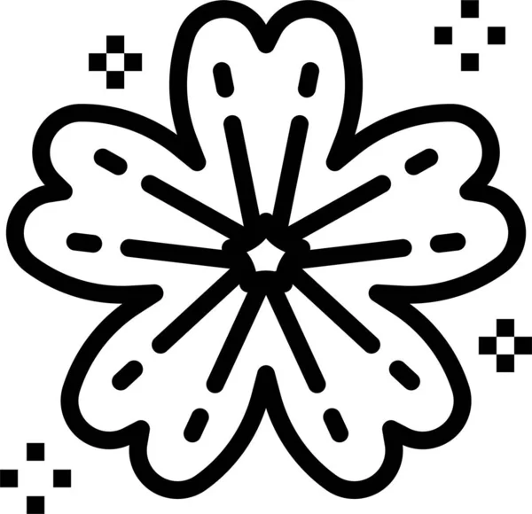 Blütenbotanisches Botanisches Symbol Umrissstil — Stockvektor