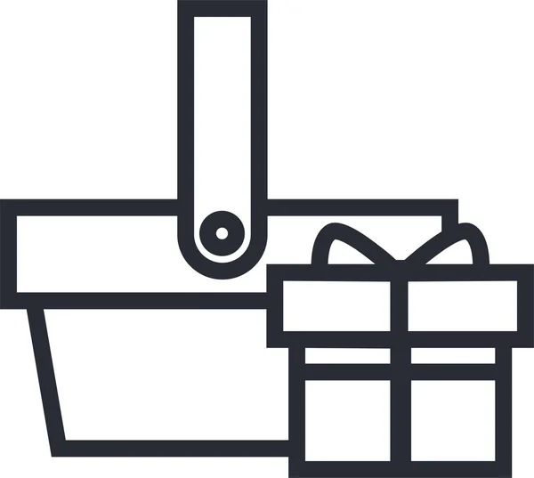 Box Geschenkkorb Symbol Umriss Stil — Stockvektor