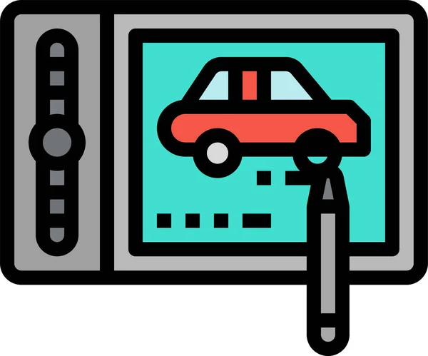 Display Monitor Painting Icon Filled Outline Style — Stock Vector