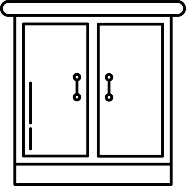 Cupboard Furniture Closet Icon Outline Style — Stock Vector