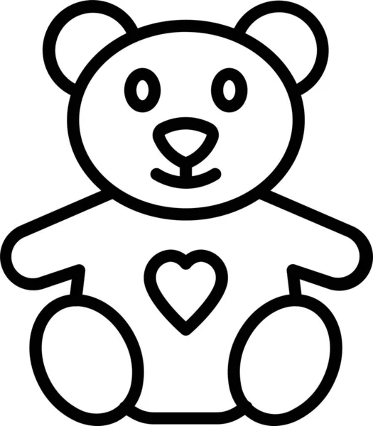Ведмідь Пухнаста Піктограма Ляльки Стилі Контур — стоковий вектор